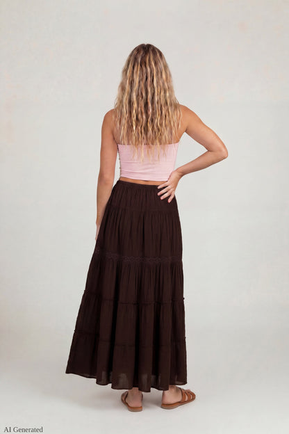Crochet Trim Maxi Skirt