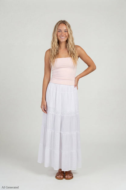 Crochet Trim Maxi Skirt