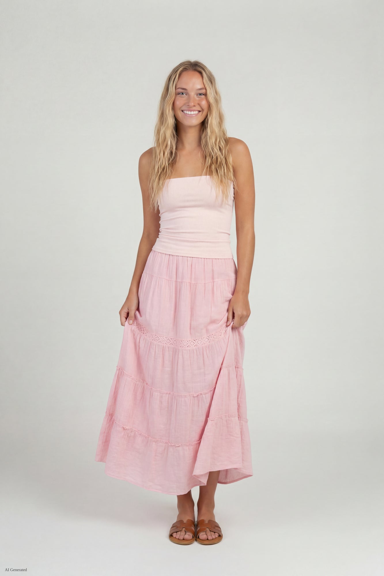 Crochet Trim Maxi Skirt