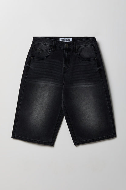 Low Rise Super Baggy Washed Black Jort 16"