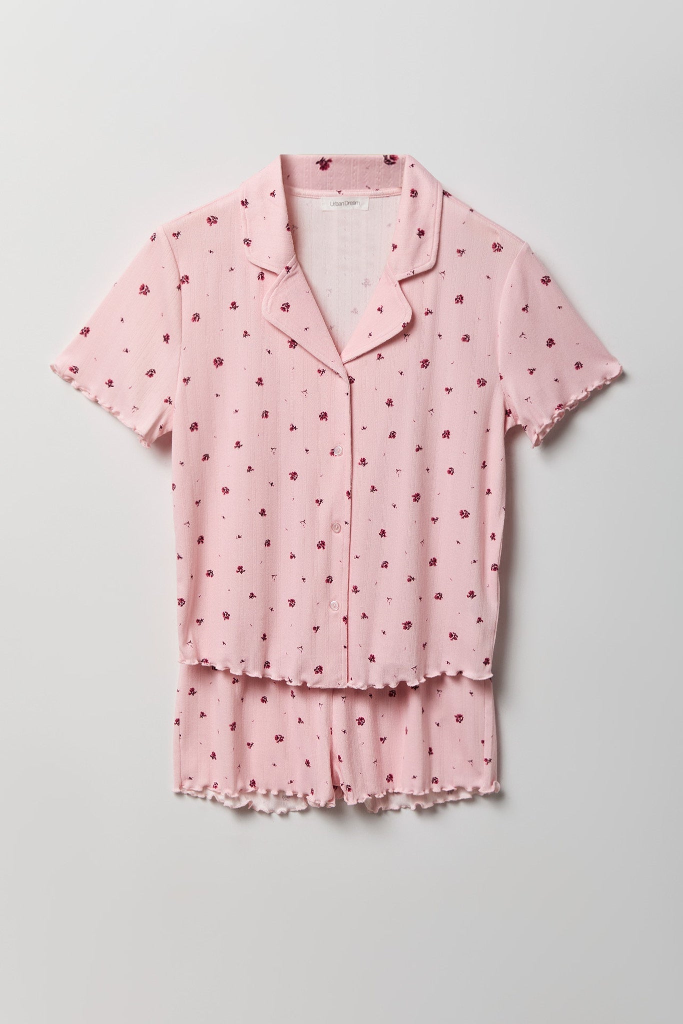 Pointelle Button-Up Top & Short Pajama Set