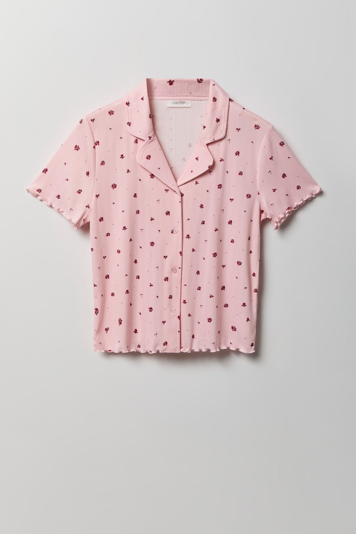 Pointelle Button-Up Top & Short Pajama Set