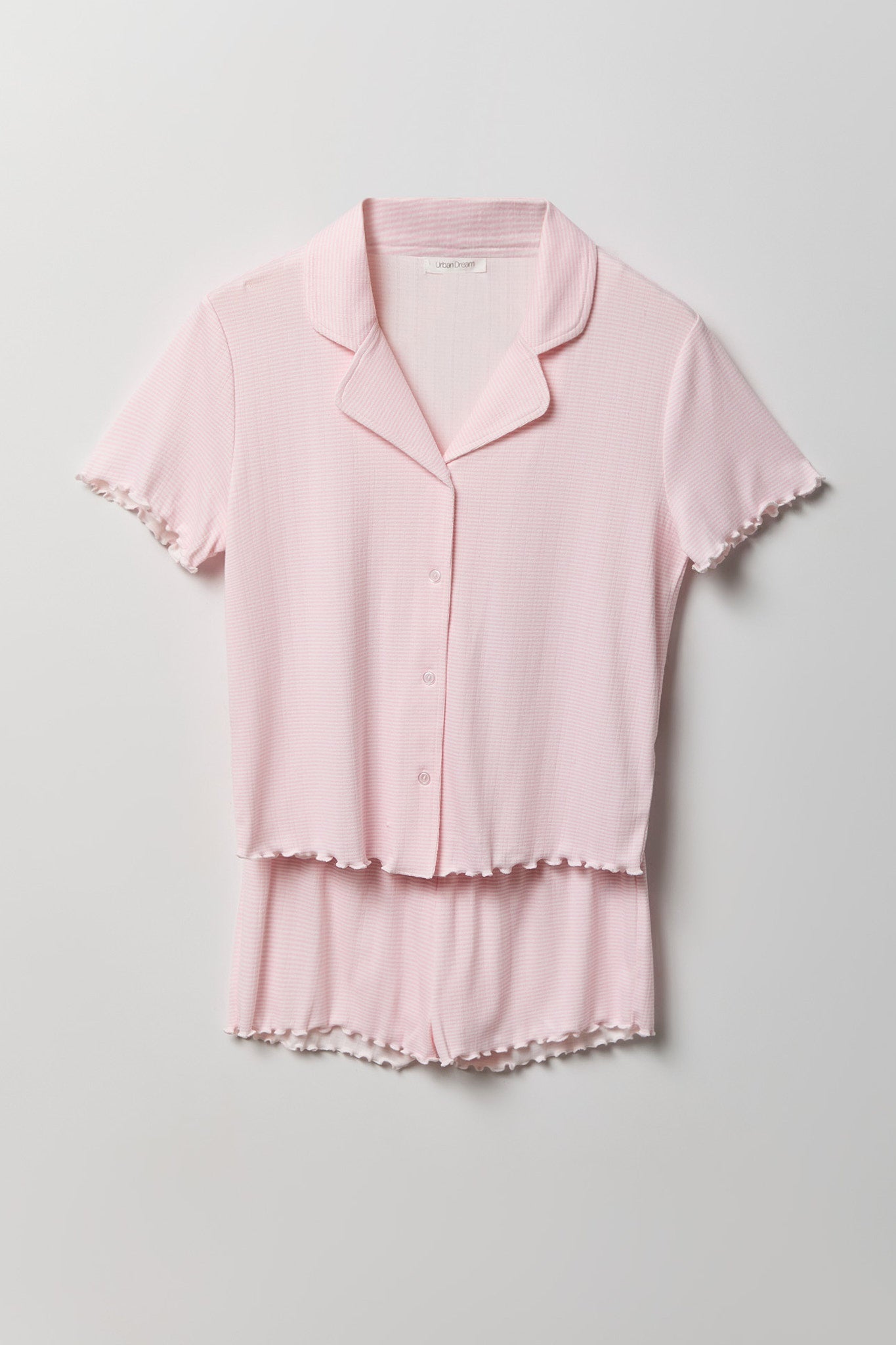 Pointelle Button-Up Top & Short Pajama Set