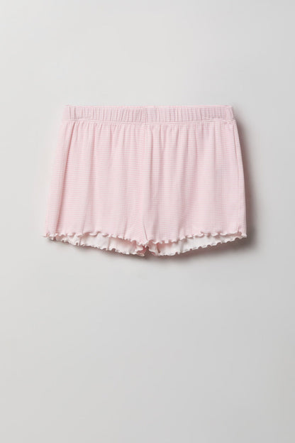 Pointelle Button-Up Top & Short Pajama Set