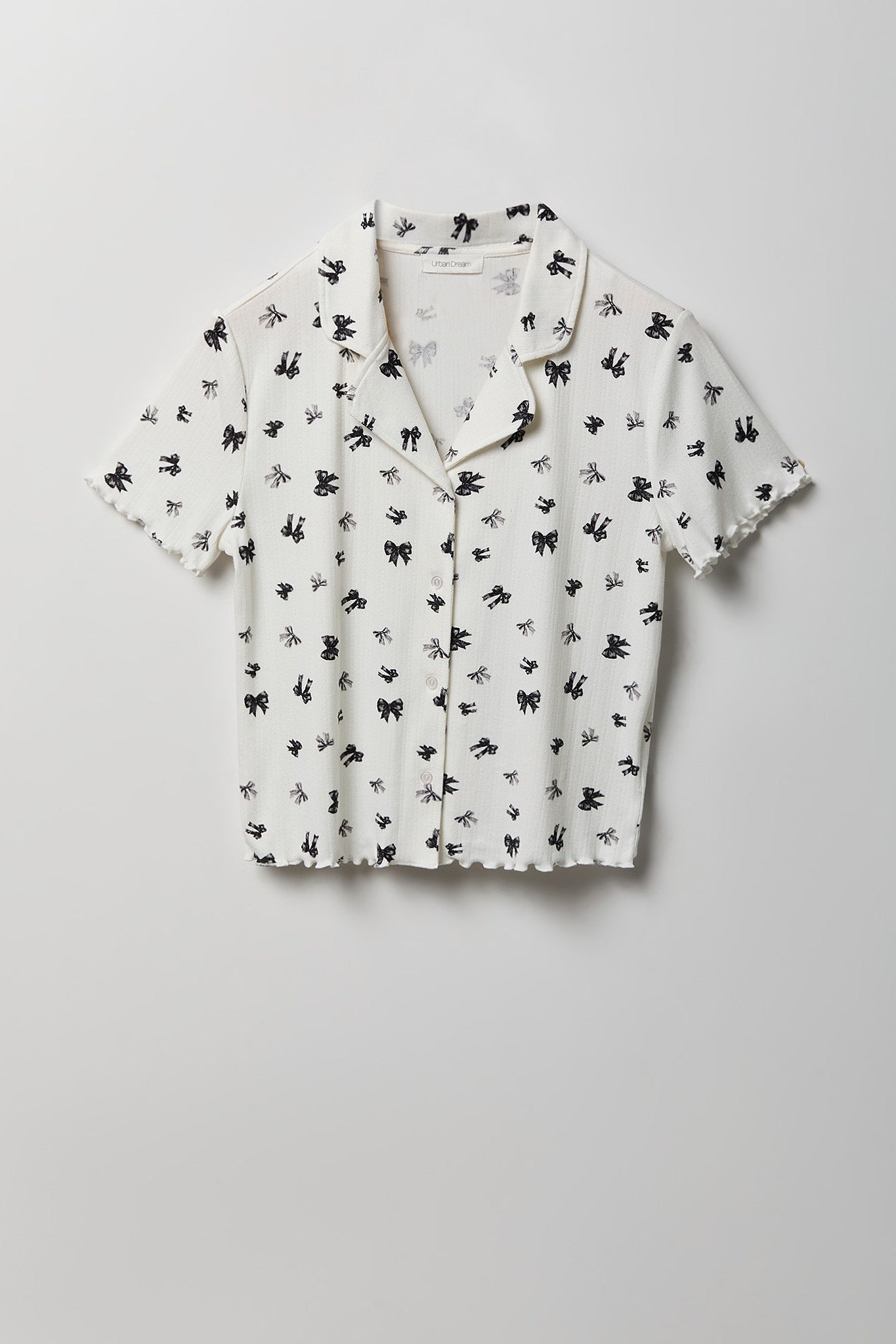Pointelle Button-Up Top & Short Pajama Set