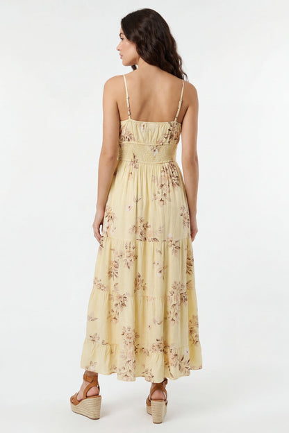 Bow Cinched Waist Tiered Maxi Dress