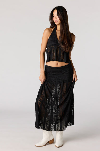 Floral Lace Babydoll Halter Top