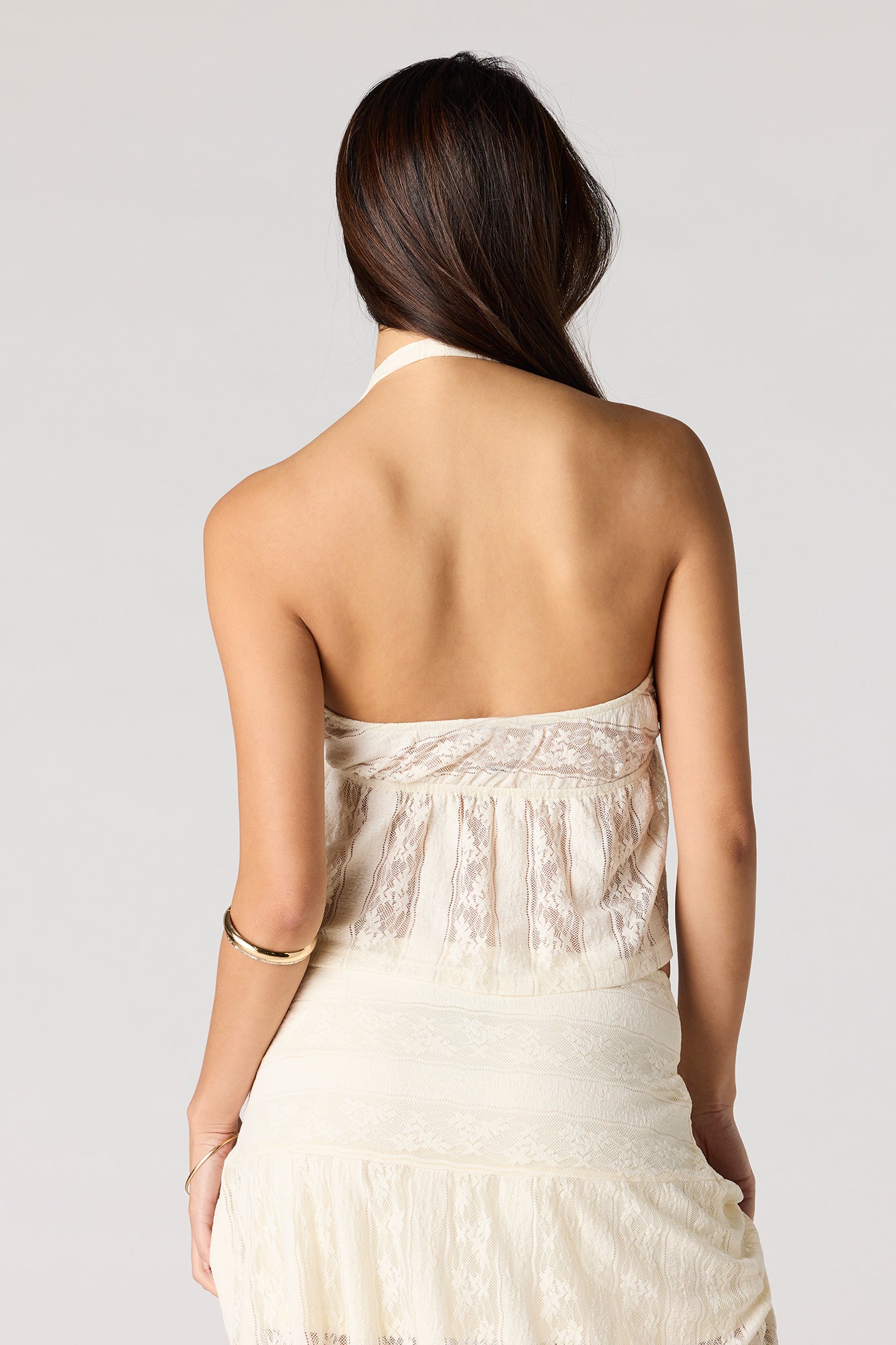 Floral Lace Babydoll Halter Top