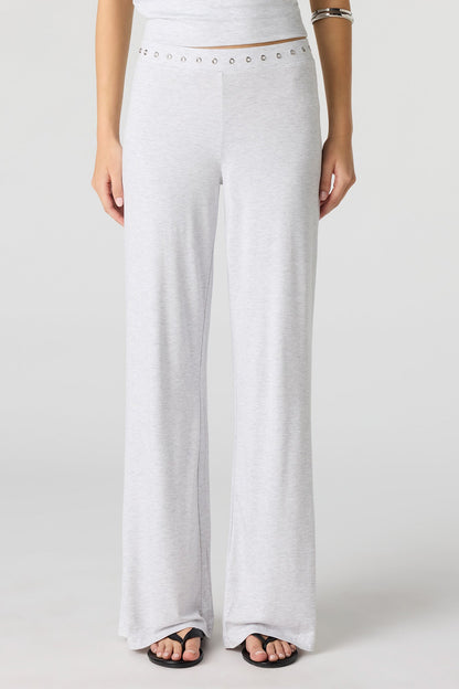 Eyelet Wide Leg Pant