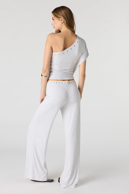 Eyelet Wide Leg Pant