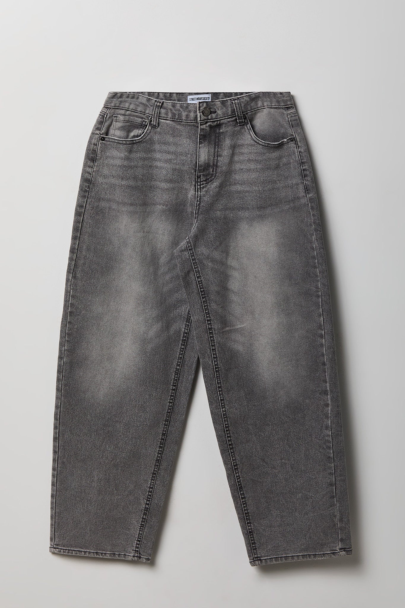 Stretch High Rise Barrel Grey Jean