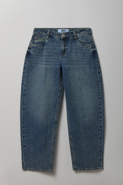 Low Rise Barrel Vintage Dark Jean