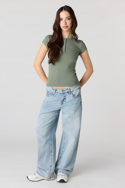 Ribbed Classic Henley Top