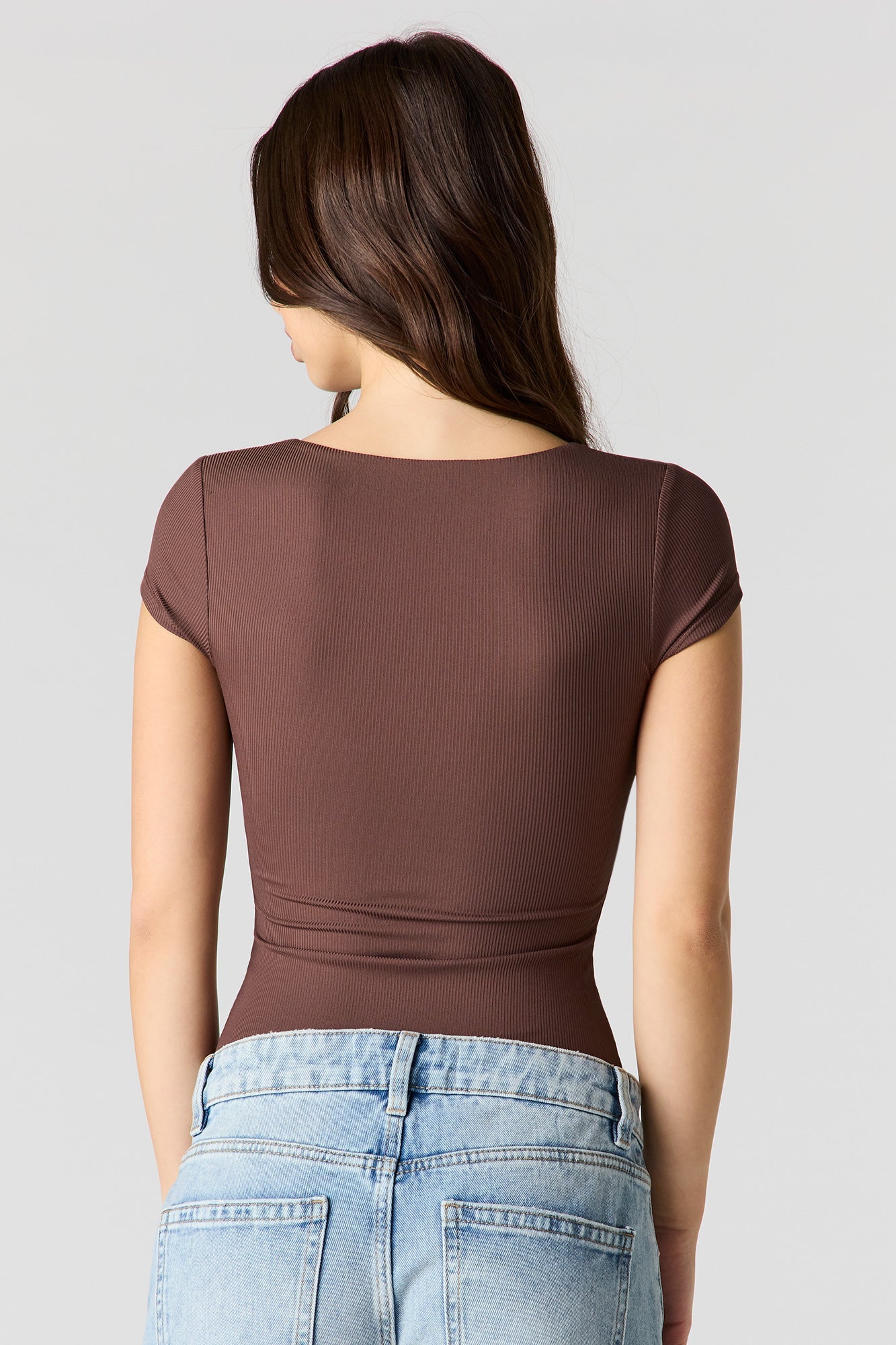 Contour Ribbed Square Neck Short Sleeve Bodysuit