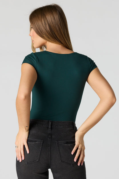 Contour Ribbed Square Neck Short Sleeve Bodysuit