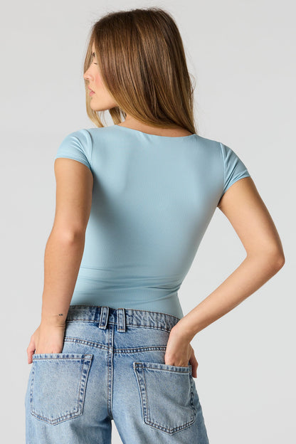 Contour Ribbed Square Neck Short Sleeve Bodysuit