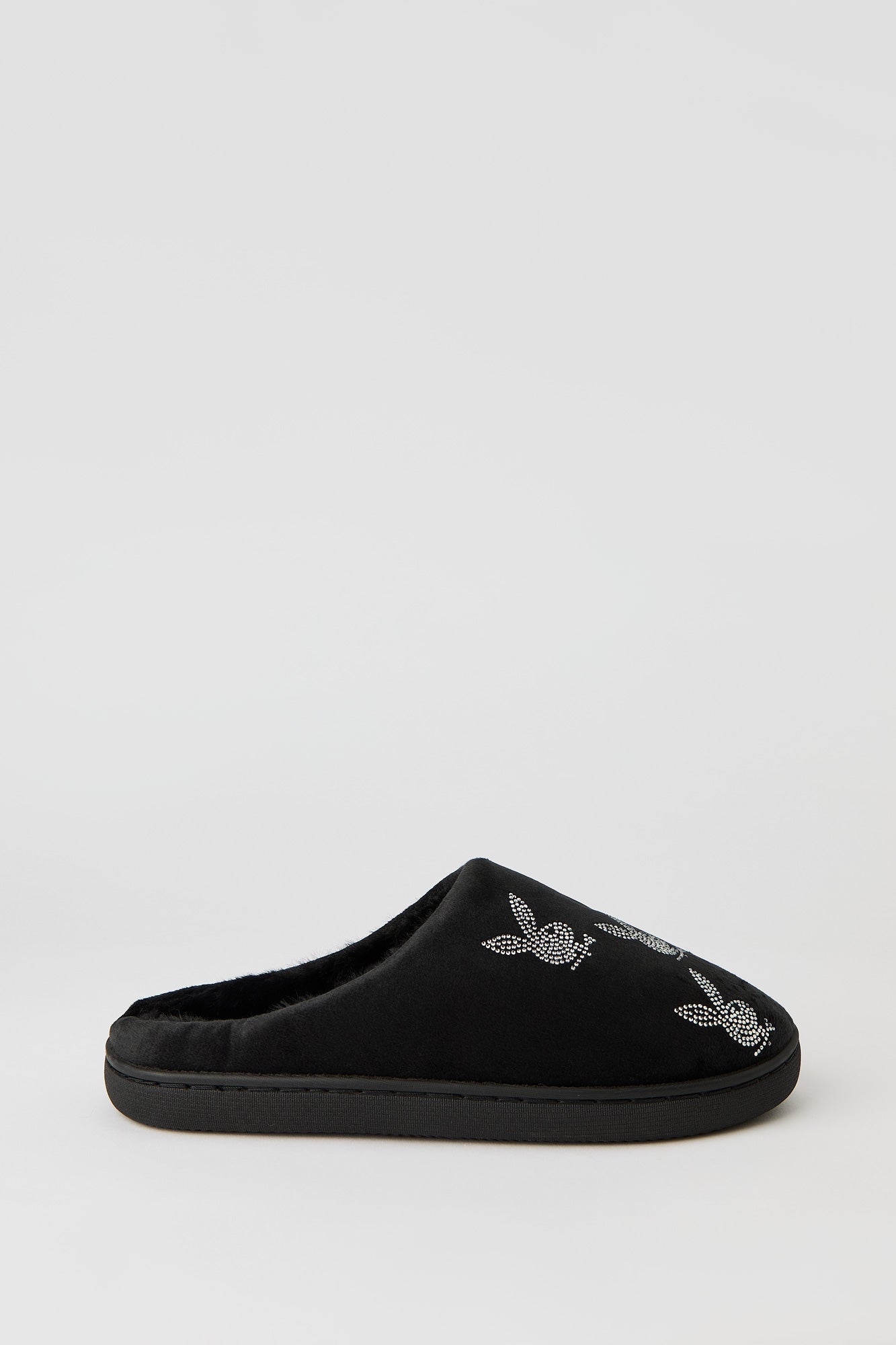 Playboy Rhinestone Faux Fur Slipper
