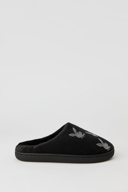 Playboy Rhinestone Faux Fur Slipper