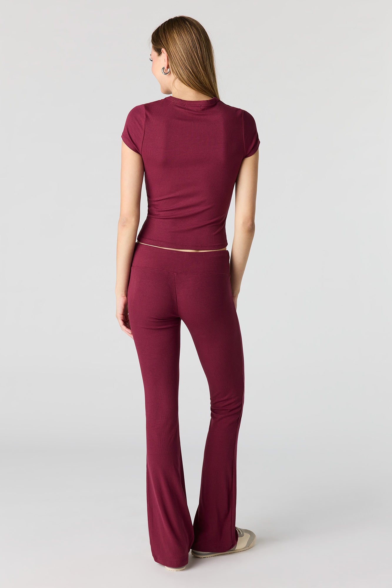 Soft Ribbed T-Shirt & Flare Pant Set