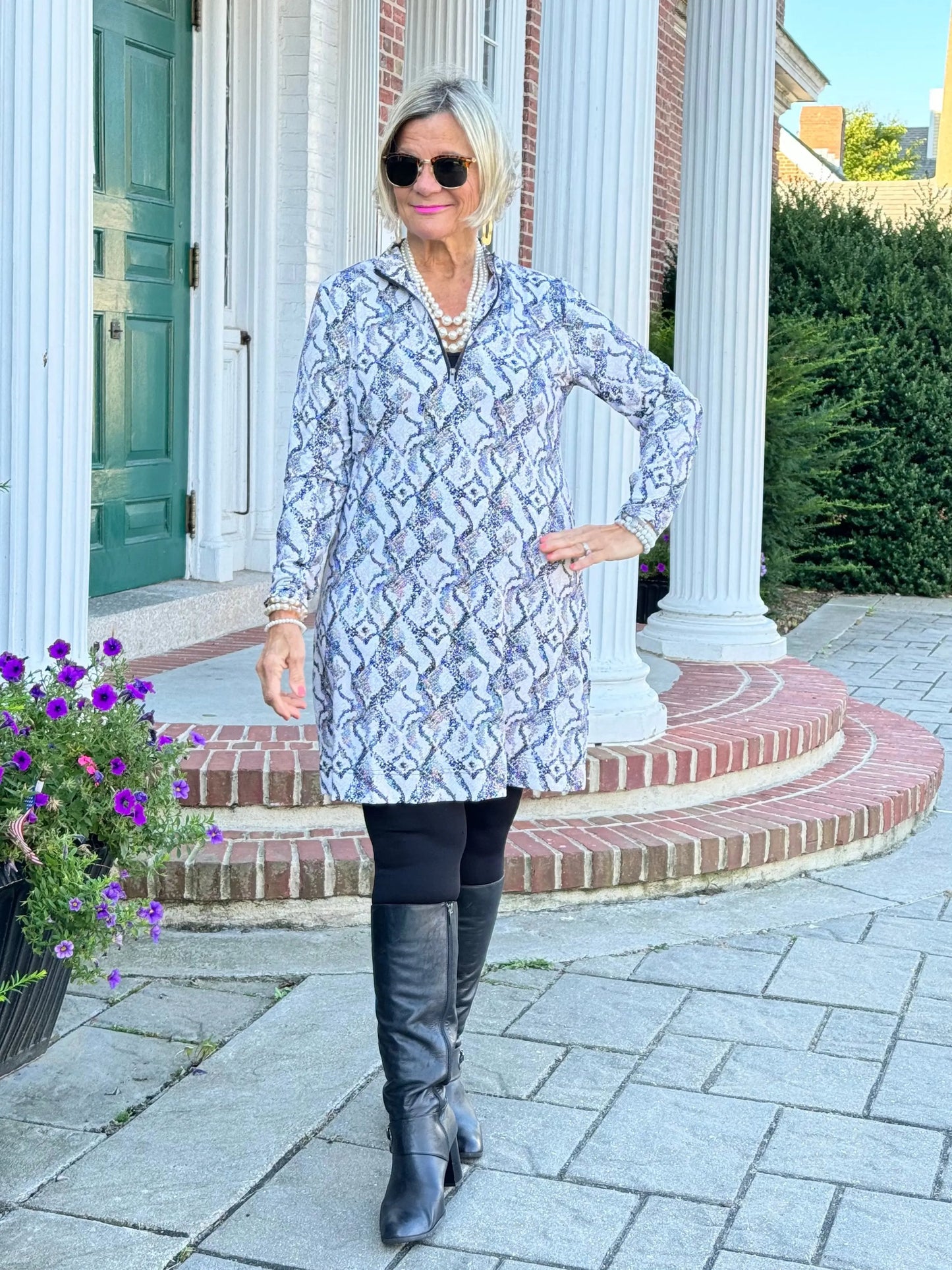 LULU-B WINTER WHIT HALF ZIPPER DRESS