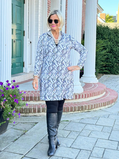 LULU-B WINTER WHIT HALF ZIPPER DRESS