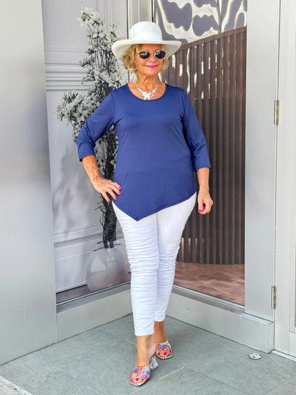 NAVY ASYMMETRIC TOP