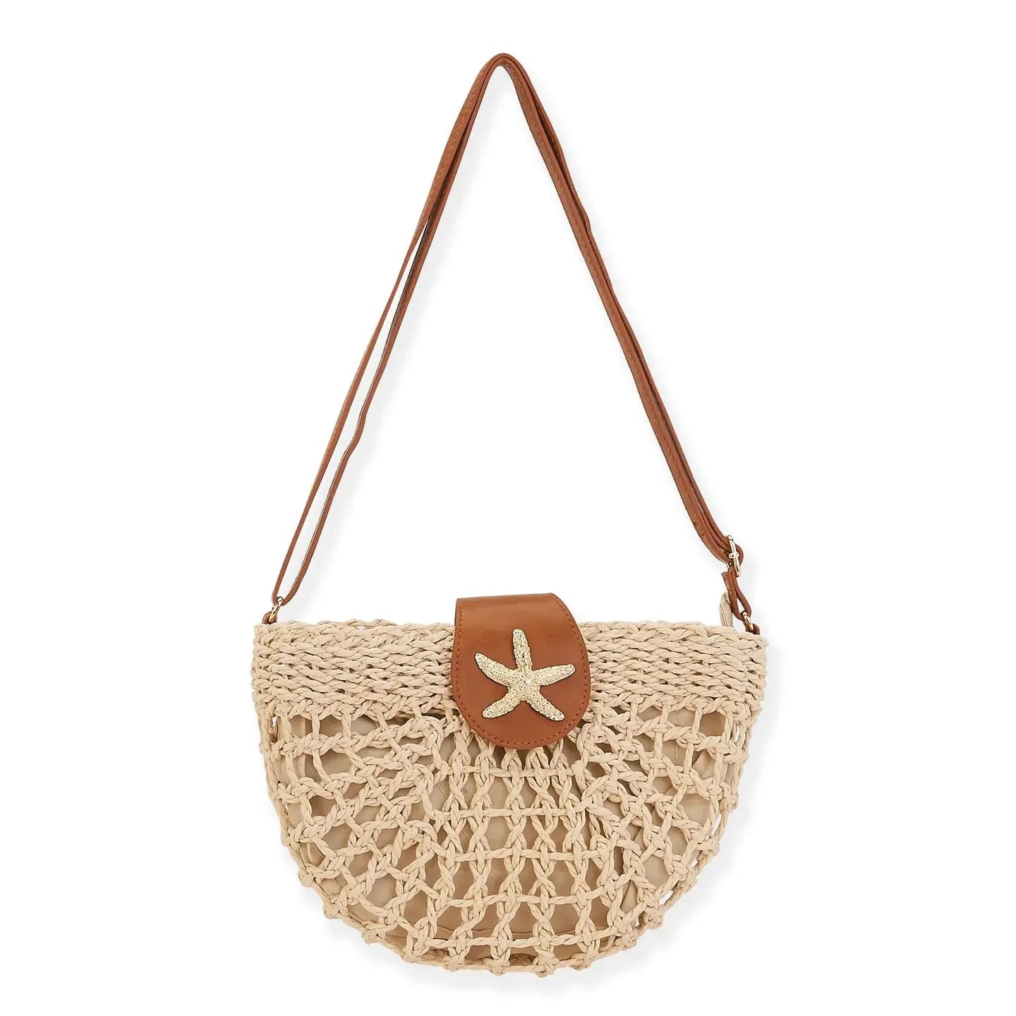 Natural, Paper Straw Crossbody