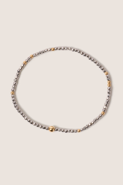 Hope Unwritten Silver Faceted Hematite 2mm Bead Bracelet