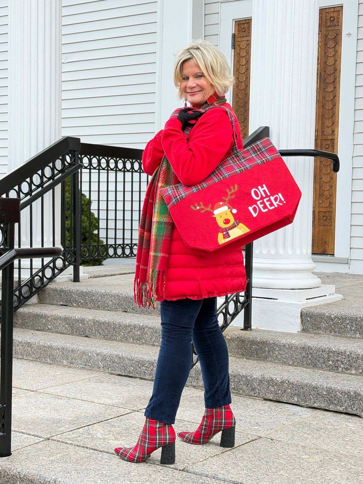 RED SKI BUM Suede-Like Flocked Logo Heavyweight Sweatshirt