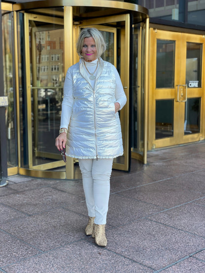 SNOW GOLD METALLIC PUFFER VEST
