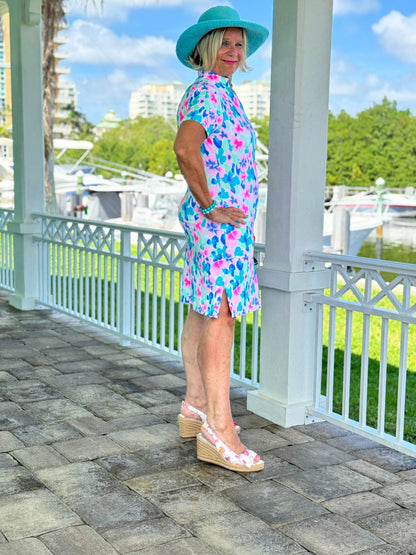 PINK PETALS SHORT SLEEVE DRESS
