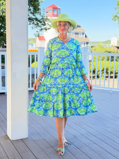 SEAG GLASS TREASURE V Neck RUFFLE DRESS