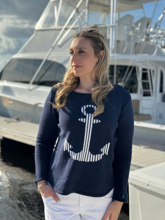 NAVY ANCHOR SWEATER