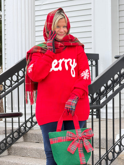 Merry Snowflake Pattern Christmas Turtleneck Sweater