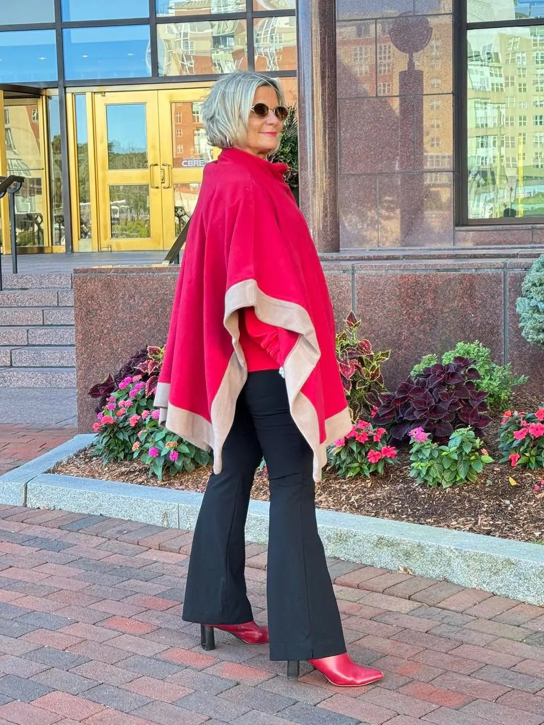 Red Womens Poncho Outer Coat