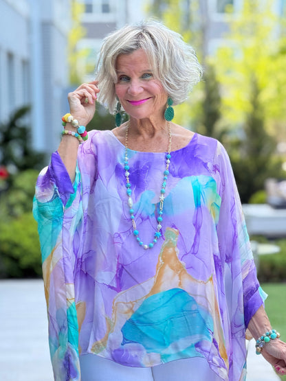 SHADES OF ORCHARD SILK TOP