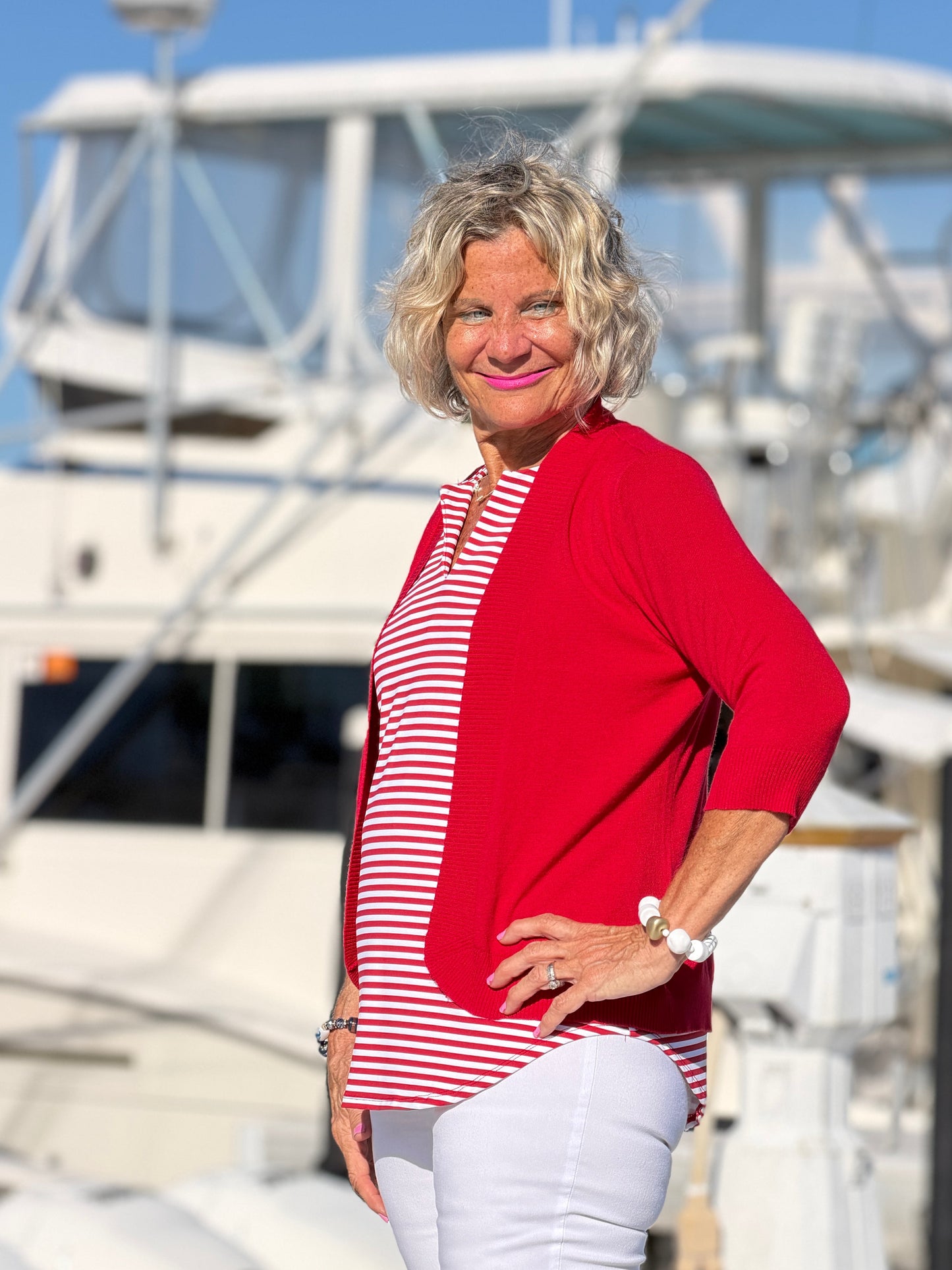 REGATTA RED STRIPED NOTCH TOP