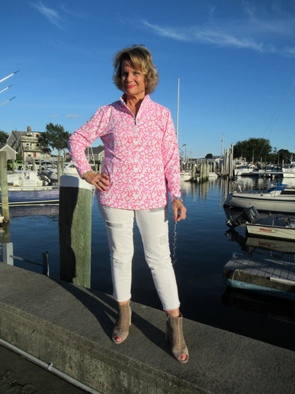 PINK REEF ZIPPER TOP