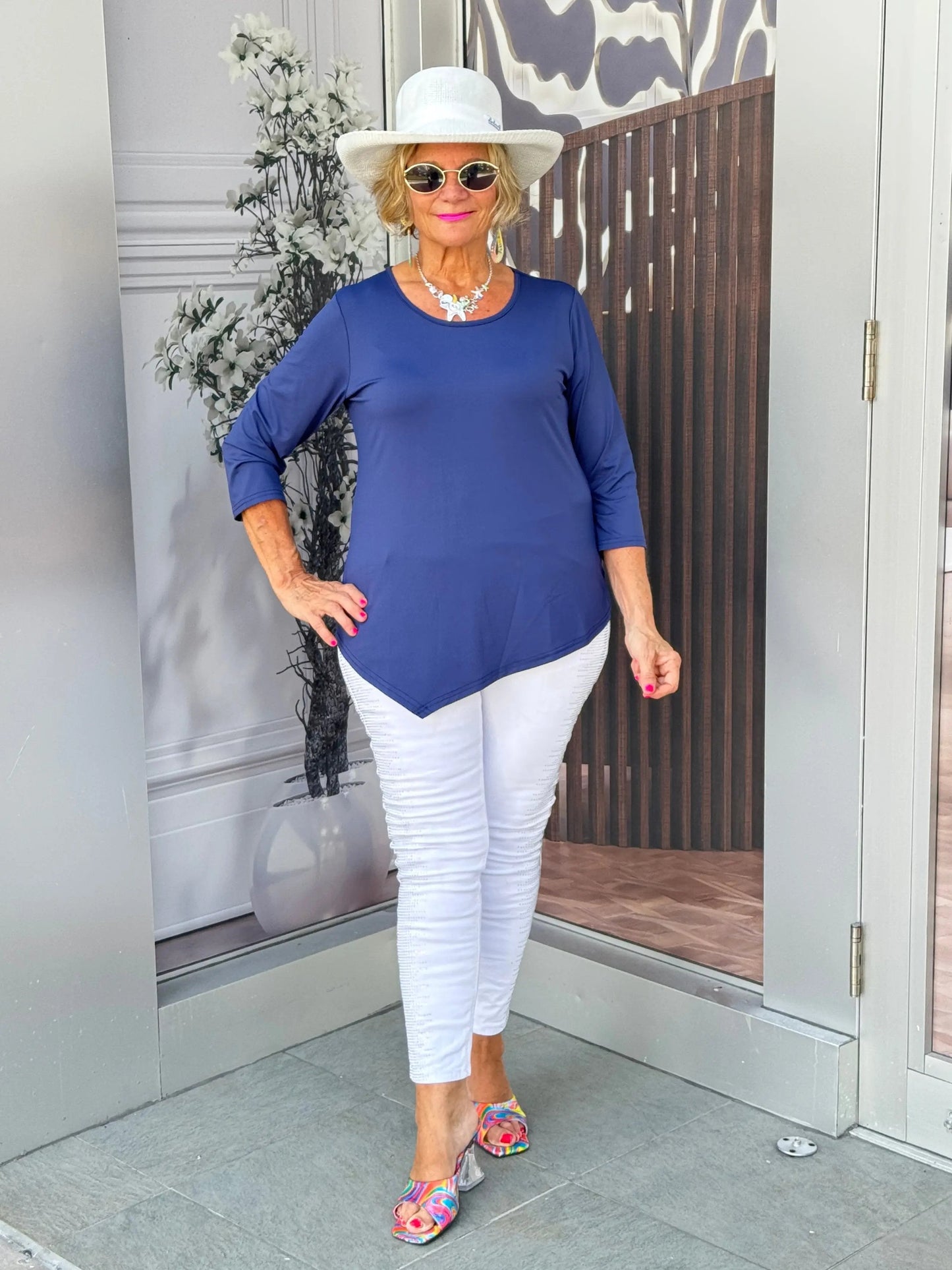 NAVY ASYMMETRIC TOP