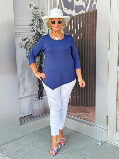 NAVY ASYMMETRIC TOP