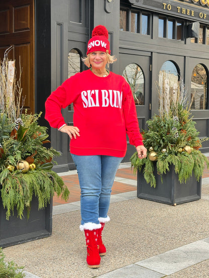 Red Snow Pom Hat