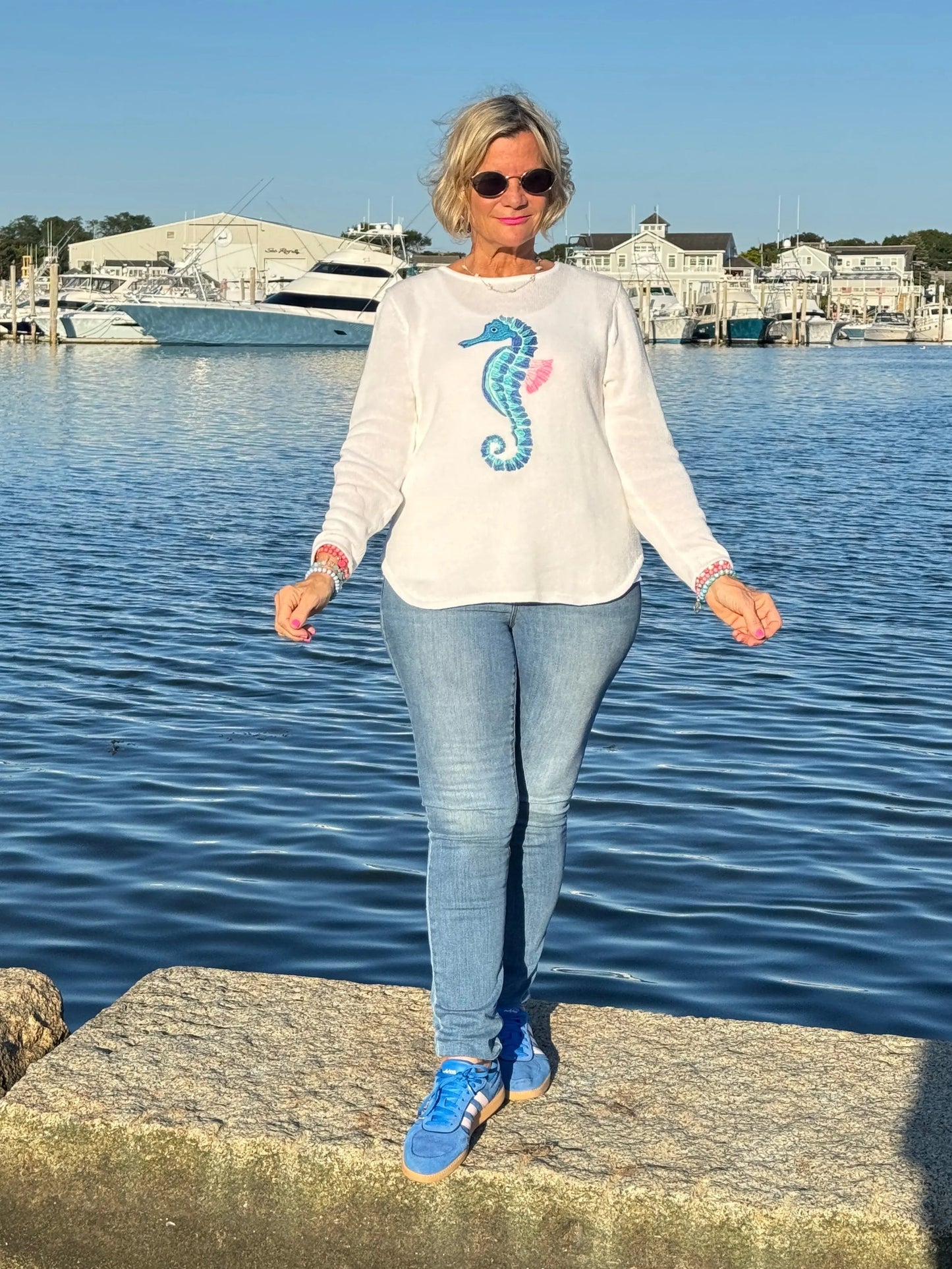 LULU-B WHITE SEAHORSE SWEATER