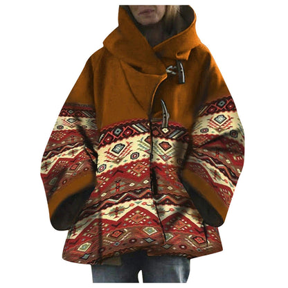 Beth Dutton Wardrobe Winter Loose Retro Printed Woolen Coat