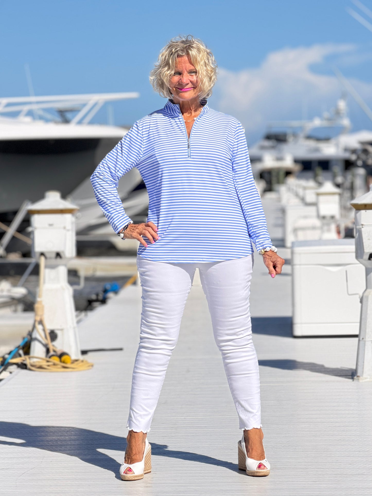 MARINA PERRI HALF ZIPPER TOP