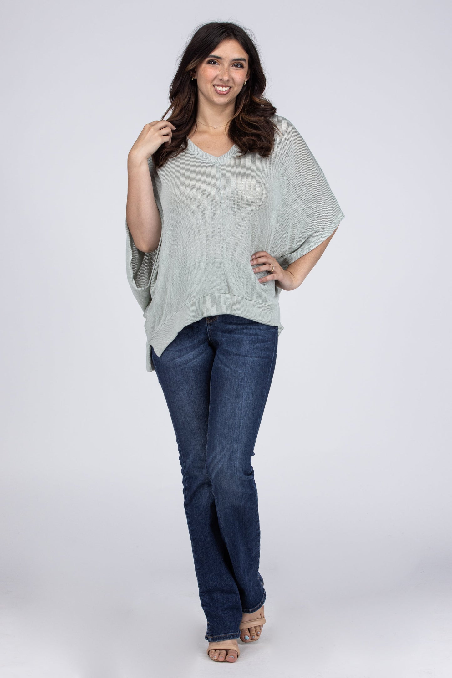 Talk To Me Women's Sheer Knit 1/2 Sleeve Top