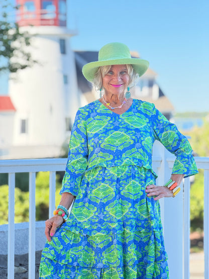 SEAG GLASS TREASURE V Neck RUFFLE DRESS