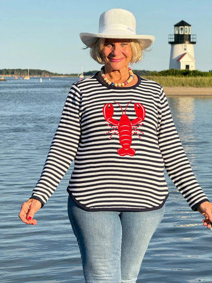 NAVY STRIPE LOBSTER SWEATER