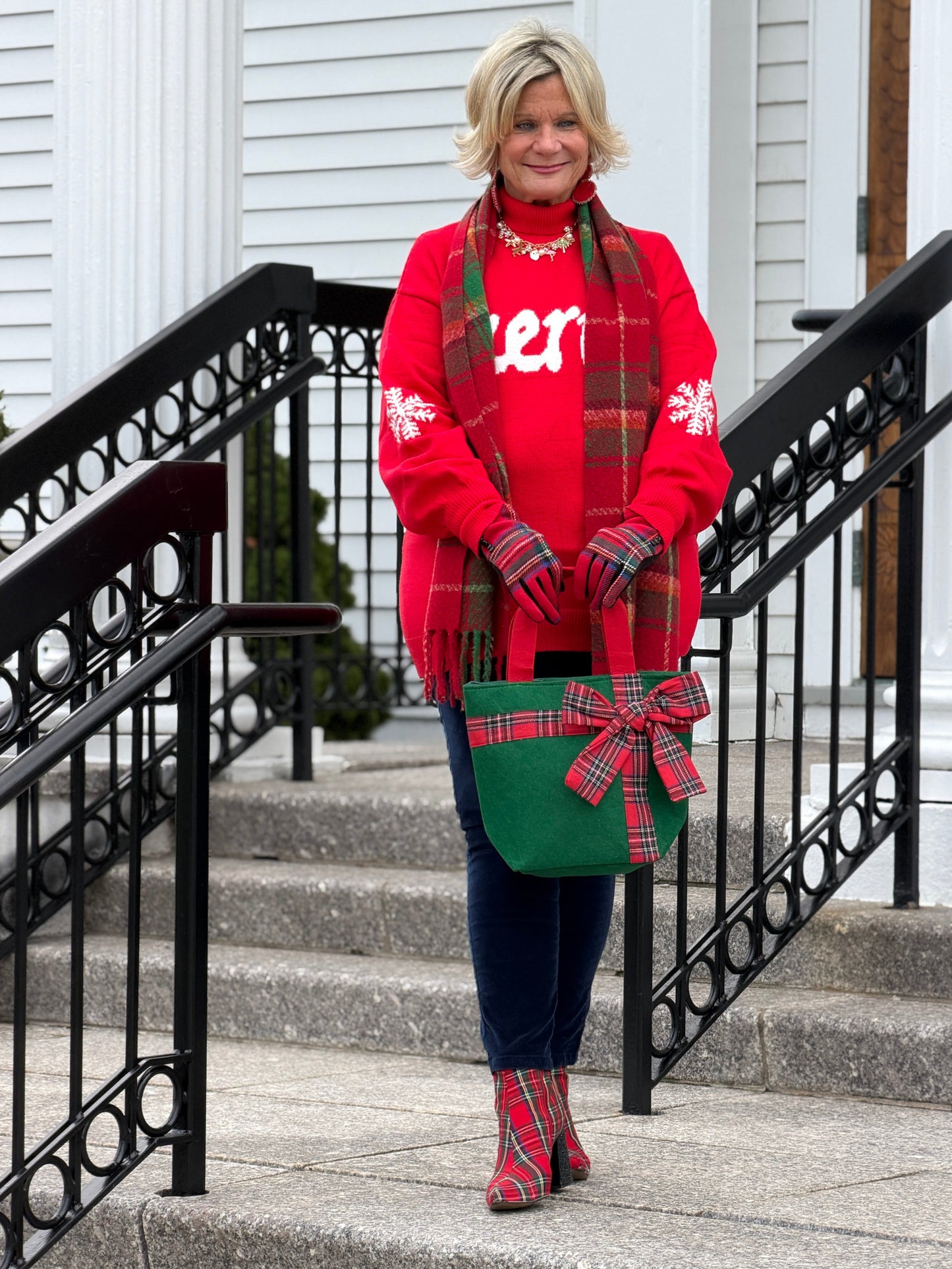 Merry Snowflake Pattern Christmas Turtleneck Sweater