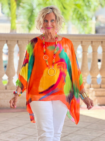 Sofia Sunrise Orange Silk top