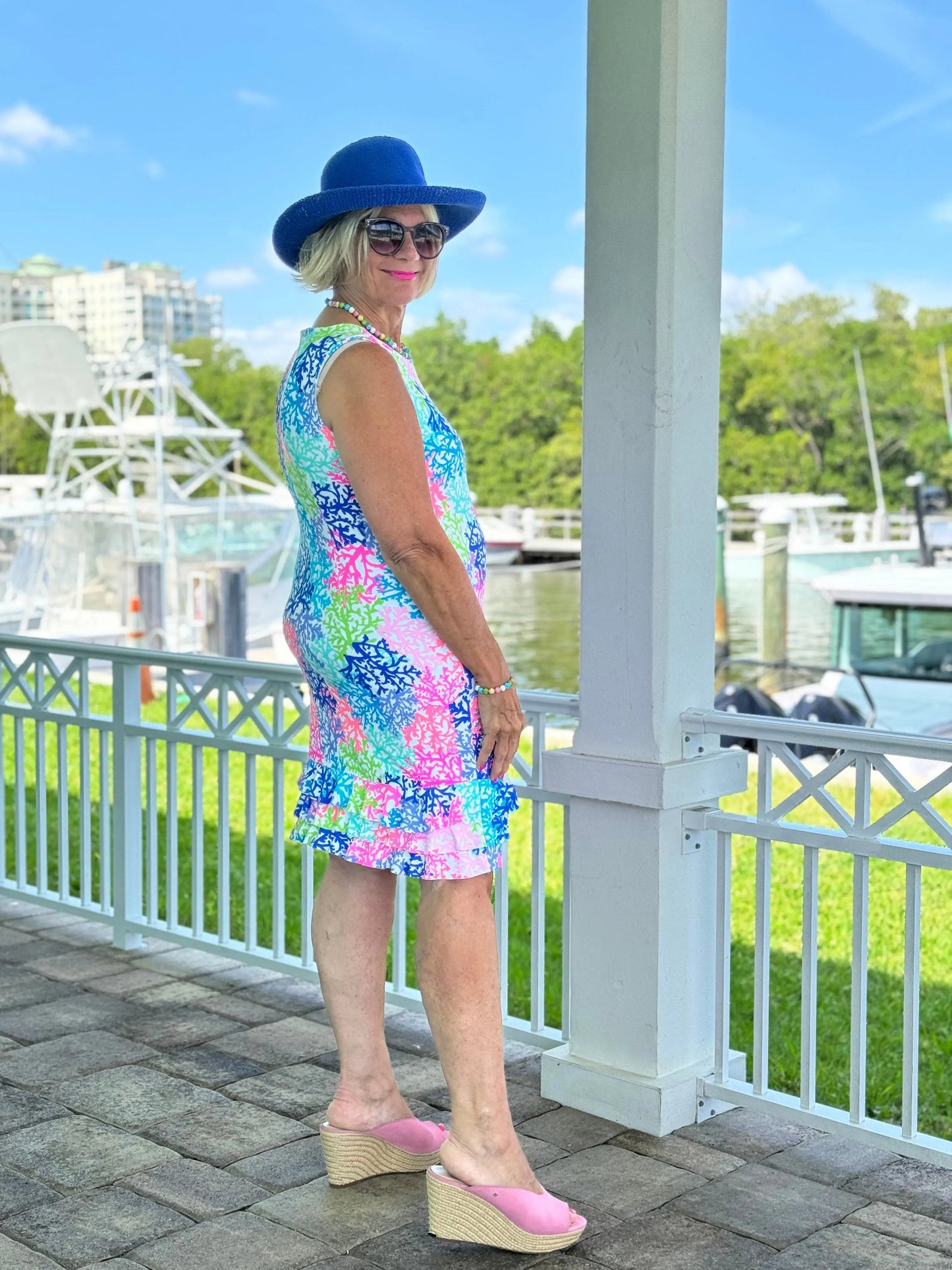 SALINA REEF SHIFT RUFFLE DRESS